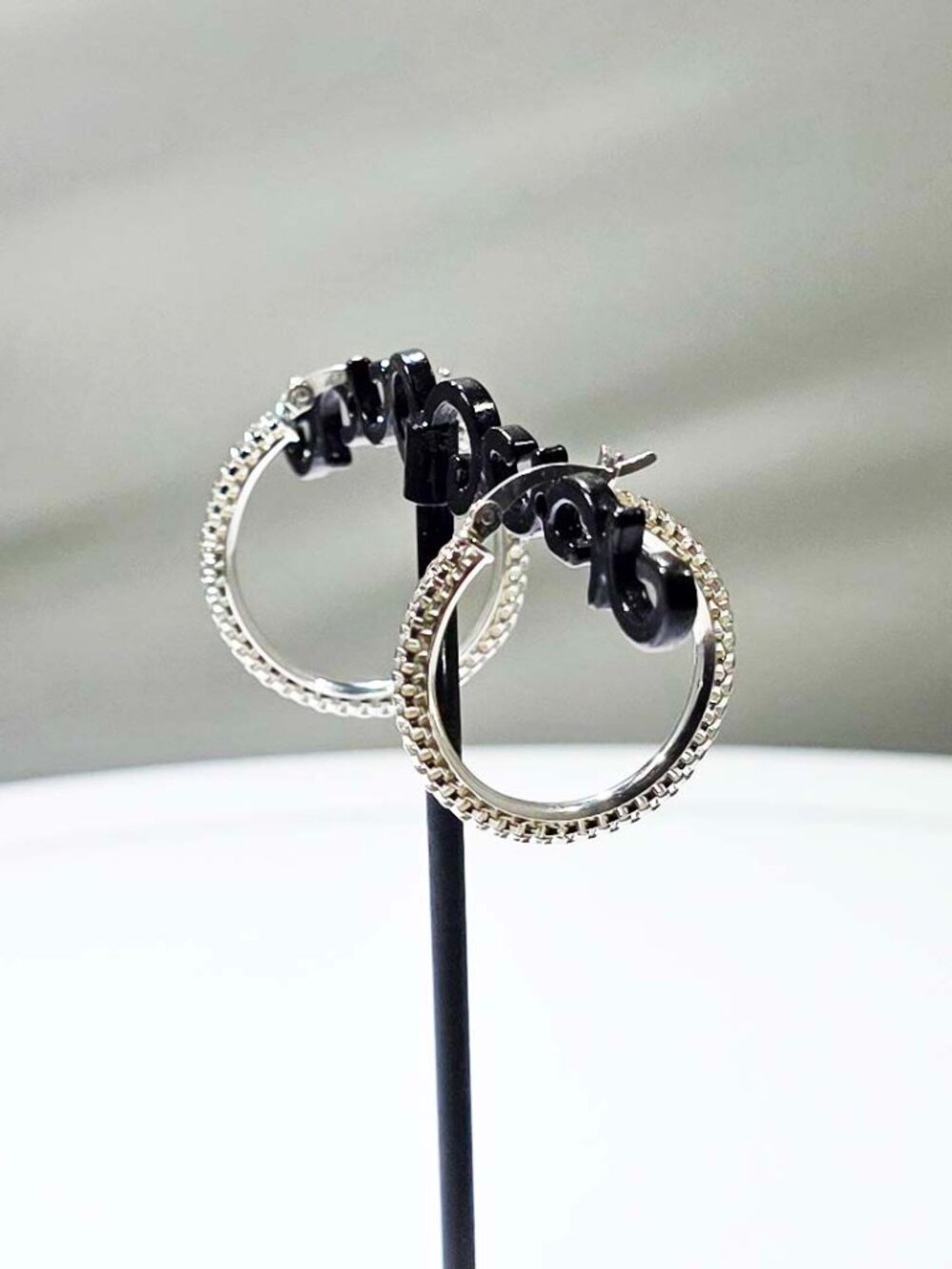 Sterling Silver 925 Diamond Cut 26mm Hoop Earrings